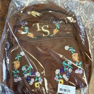 Taylor Swift Brown Floral Embroidered Backpack